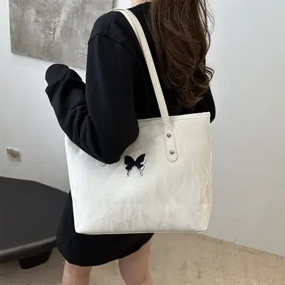 Pink Butterfly Handheld Tote Bag for Women
