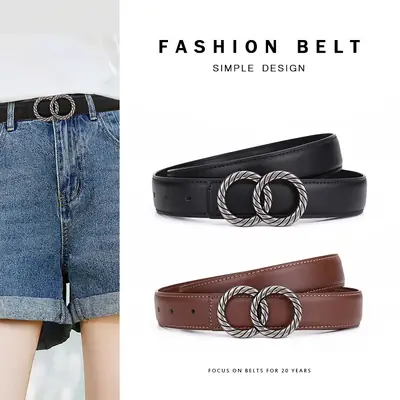 Women's High-End Leather Belt with Rope Buckle