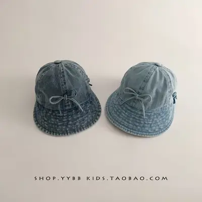 Blue Knitted Bowknot Baby Hat for Girls