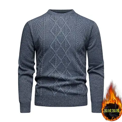 Men's Maroon Diamond Base Round Neck Sweater