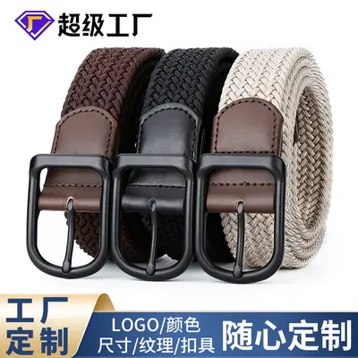 Men's Black Leather Belt with Alloy Buckle