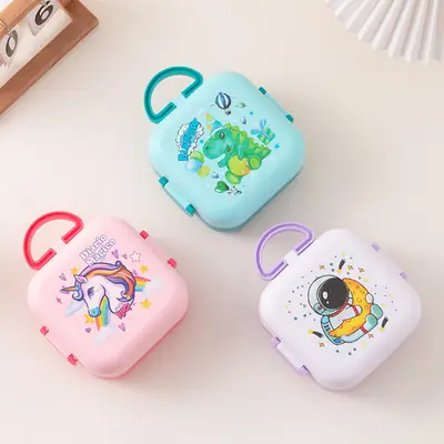 Cartoon Fun Flip-Top Compartment Lunch Box for Students and Children Portable Lunch Box Microwaveable Cute Lunch Box