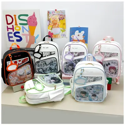 Cartoon Student Backpacks Transparent School Bag Set