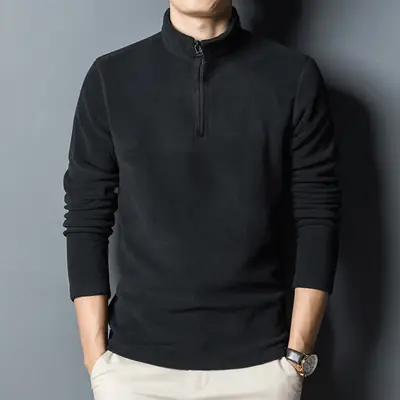 Men's Maroon Zipper T-Shirt with Collar