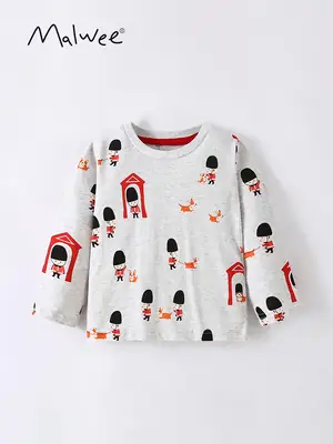 Malwee Boys Printed T-Shirt Grey Winter Casual