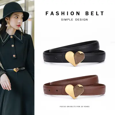 Women's Heart Decorative Leather Belt for Jeans