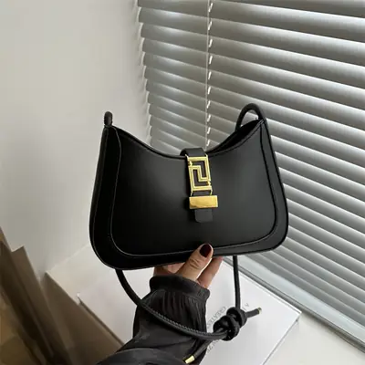 Black Gold Plated Shoulder Bag for Women 2024