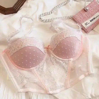 French Romantic Sexy Polka Dot Mesh Push Up Bra