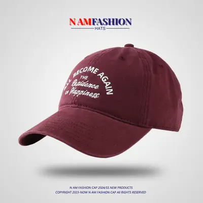 Maroon Cotton Baseball Cap for Men Women Summer