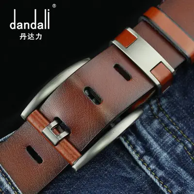 Men's Retro Pin Buckle Belt Brown Microfiber