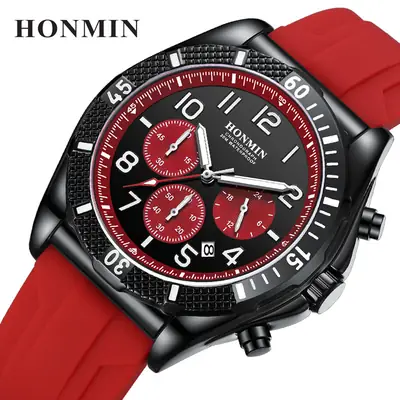 Men's Multi-Function Chronograph Watch Black Luminous Waterproof Quartz