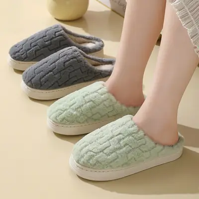 Cotton Slippers Women's Autumn and Winter Couple's Thick-soled Warm Moon Non-slip Slippers Men's Indoor Household Home fleece-lined Winter Slippers