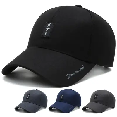 Men's Grey Offset Letter Baseball Cap with Adjustable Strap