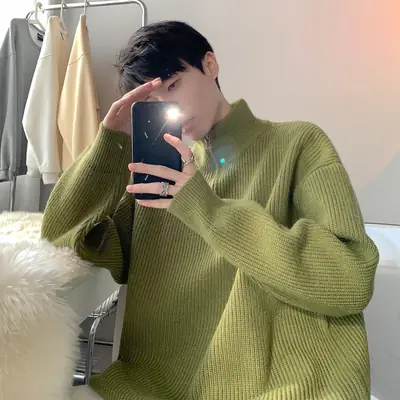 Men's Black Half Zip Sweater Jacket Lazy Style