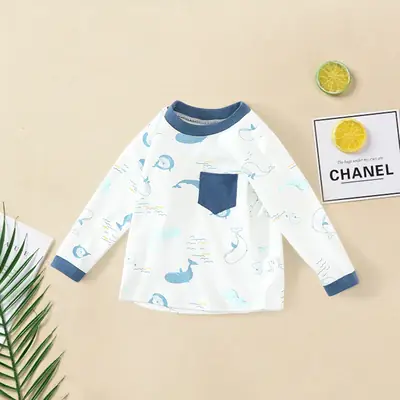 Newborn Baby Cotton Long Sleeve Top Blue Print