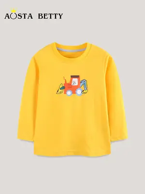 2026 Boys Long Sleeve Printed T-Shirt Yellow