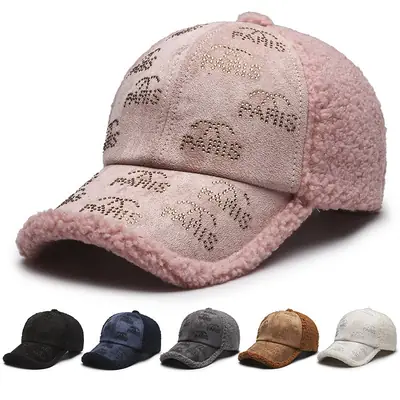 Winter Korean Bear Embroidered Wool Cap Brown