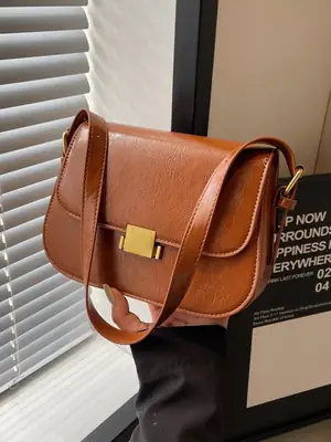 Small One-Shoulder Women's Bag Black with Gold Clasp