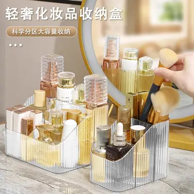Transparent Cosmetic Storage Rack with 3 Compartment Design