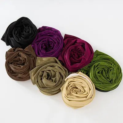 Bright Silk Long Scarf for Women Ethnic Muslim Headscarf