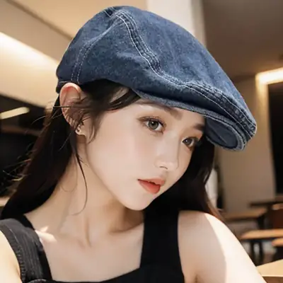 Women Denim Forward Hat Small Big Head Wai Duck Tongue Hat