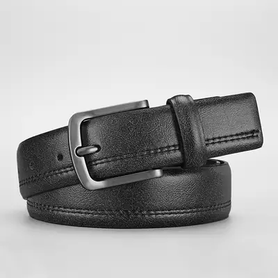 Men's Pu Leather Belt Black Brown with Alloy Buckle
