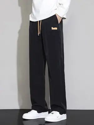 Men's Black Sweatpants Drapey Wide Leg Sports Casual