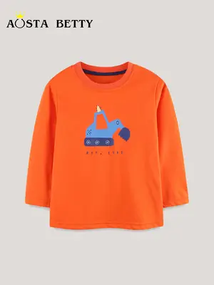 Orange Long Sleeve Boys T-Shirt Needle Cotton European Style