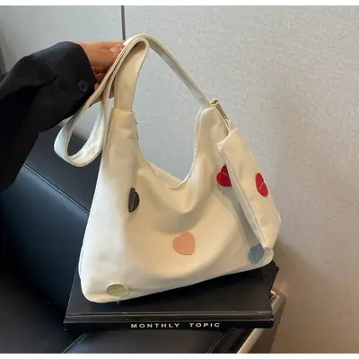 White Heart Polka Dot Shoulder Bag for Girls