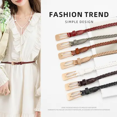Women Twist Braided Belt Pitch Buckle All Match