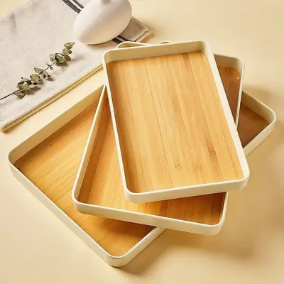 Nordic Bamboo Tea Cup Plates Set for Home & Travel