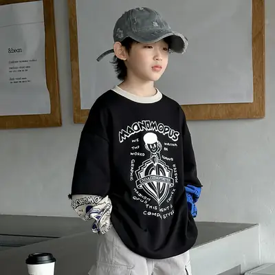 Boys Long Sleeve T-Shirt Black Spring 2025