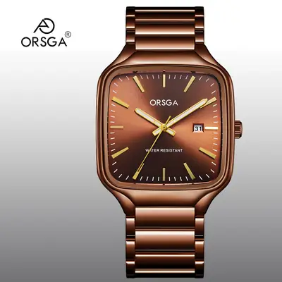 ORSGA Square Men's Watch Steel Band Multi Color