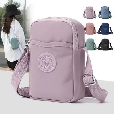 Women's Waterproof Nylon Mini Phone Bag Blue Shoulder Crossbody
