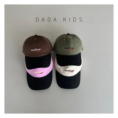 Kids Embroidered Baseball Caps Pink Brown White