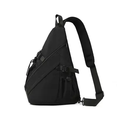 Men's Black Crossbody Bag with Multi-Pockets
