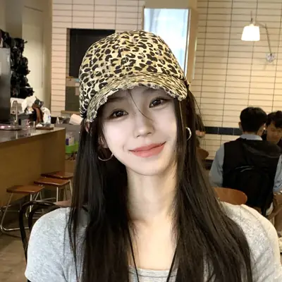 Women Leopard Print Cap Spring Autumn Retro Korean Style