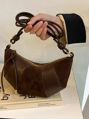 Vintage Frosted Shoulder Bag Women 2025 Casual Brown