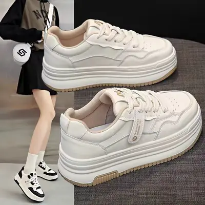 Women White Korean Style Board Shoes 4.5cm