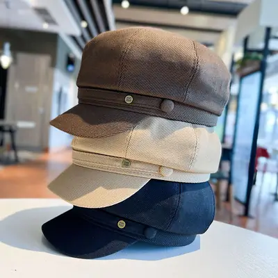 Women's K-Style Octagonal Hat Brown 2024