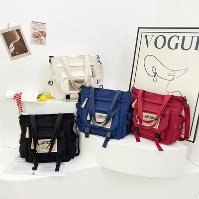 Blue Japanese Style Large Capacity Commuter Shoulder Bag
