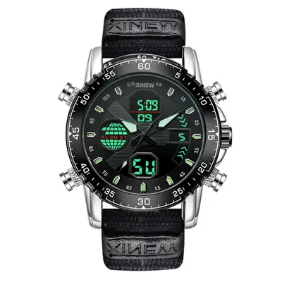Men's Multifunctional GPS Watch with Digital Display & Leather Strap
