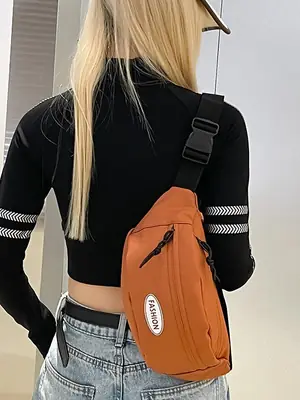 Women's Orange Chest Bag Street Style Portable Backpack
