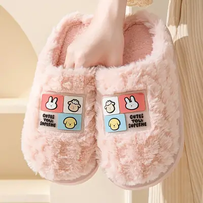 2024 Cotton Slippers for Women, Autumn and Winter Thick-Soled Couple Slippers, Men's Winter Indoor Home Maternity Shoes, Thickened and Warm