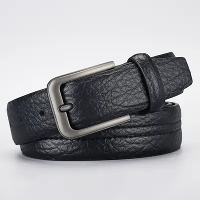 Men's Brown Leather Belt with Silver Buckle