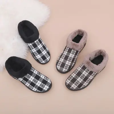 2026 Winter New Style Warm Fleece-Lined Cotton Shoes for Women, Non-Slip, Comfortable, Soft-Soled Home Shoes for Middle-Aged and Elderly Mothers