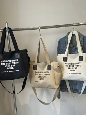 Fashion Canvas Tote Bag Black New Arrival 2024