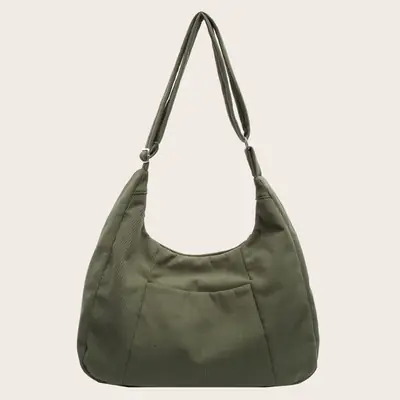 Green Corduroy Women's Large Tote Bag
