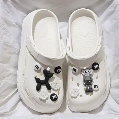 Women Black Clogs with Decorative Buttons 2025