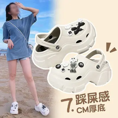 Girls Cartoon Thick Sandals White Black Spring